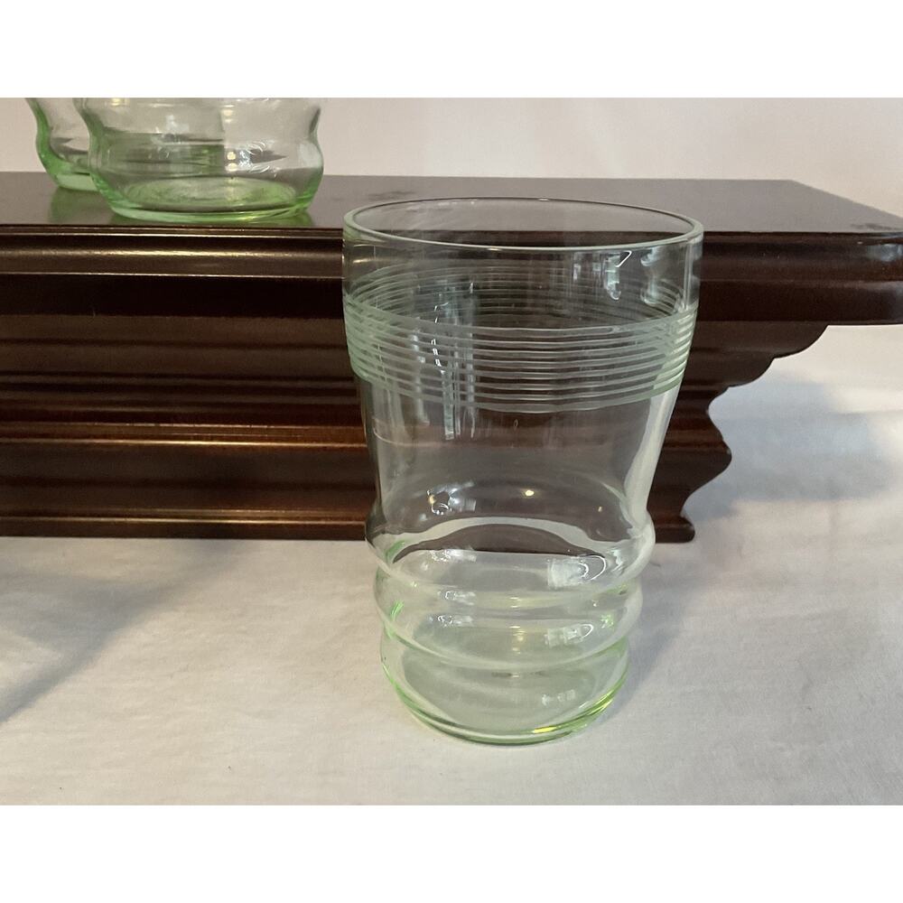 5 Piece Antique Uranium Juice Glass Set 3 3/4” Tall - Picture 3 of 3